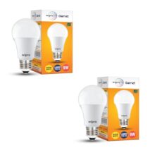 Wipro Garnet 9W Led Bulb For Home & Office |Warm White (2700K) | E27 Base|220 Degree Light Coverage |4Kv Surge Protection |400V High Voltage Protection |Energy Efficient | Pack Of 2
