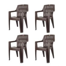 Cello Ritzy Chair Set Of 4, Matte Brown | Unbreakable, Durable & Strong | Blended Pp Material, Easy To Clean | Plastic Chair For Living Room, Home & Office | 3 Years Warranty – Manufacturing Defects