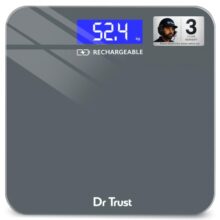 Dr Trust USA Platinum Rechargeable Digital Electronic Weight Machine, CE approved with 3 Years Warranty, Human Body 180Kg Capacity, Tempered Glass, Large LCD Display Personal Weighing Scale – 501