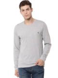 Macroman M-Series Smartz Basics Full Sleeve Crew Neck T-Shirt for Men, Cotton Blend, Grey Melange, Pack of 1