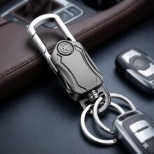 JITRUVA Multifunction Keychain 5 In 1 Heavy Duty Dual Metal Ring, Bottle Opener, Mobile Phone Holder, 360° Rotate Spinner – Outdoor Carabiner Portable Key-Chain For Bike & Car T5I1K-37