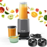 Preethi Miniblend – Compact Blender & Juicer For Lump Free Purees & Smoothies | 25,000 Rpm | Two Razor Sharp Ninja Blades, Two Leak-Proof Jars With Sipper & Storage Lids | Free Lifelong Service