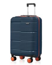 HRX Zanzibar Cabin Size Blue Polypropylene Hard Shell Suitcase – Premium Travel Trolley Bag with 8 Spinner Wheels, Number Lock & Water Resistant Body