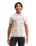 U.S. POLO ASSN. Mens All Over Printed Half Sleeve Polo T-Shirts (UDTSHS1171_Beige_M)
