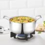 Borosil Cookfresh Tri-Ply Casserole Steel Handle | Ss304 Food Grade Steel, Dishwasher Safe | Compatible For Gas, Induction, Hot Plate, Halogen | 5 Years Warranty (2.8 L)