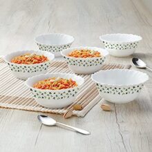Larah by BOROSIL Sage 6 Pcs Opalware Soup Bowl Set (170 ml Each), White