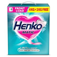Henko Matic Front Load Detergent Powder 4Kg + 2Kg | Laundry Detergent Powder For Effectively Removes Tough Stains | Front Load Detergent Powder With Nano Fibre Lock Technology (4Kg + 2 Kg)