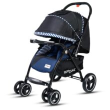BUMTUM Premium Baby Stroller/Pram for 6 to 36 Months, Adjustable backrest, 360°Swivel Wheel, Large Storage Basket, Reversible Handlebar for Toddler & Kids(Navy Blue)