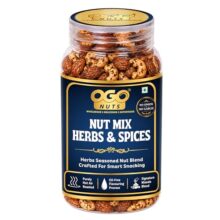 OgoNuts Herbs & Spices Nut Mix, 200g | Hot Air Roasted Almonds and Cashews | Aromatic Herb & Spice Seasoning | No Onion No Garlic | Oil-Free Roasted Gourmet Nut Snack for Tea Time, Travel & Office