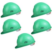 Allen Cooper Indsutrial Safety Helmet SH-721, Plastic Cradle with Ratchet Adjustable Headband – Green (Pack of 5)