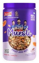 Kwality RCB Muesli Fruit & Nut 900g Jar,88% Multi Grains, No Maida, Natural Source of Vitamin & Iron, High in Protein & Fiber, Low Fat & Cholesterol, Healthy Breakfast Cereal, Endorsed by Royal Challengers Bangalore (RCB)