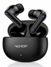 VEHOP UltraPods 3 TWS Bluetooth Earbuds v5.4, 50H Playtime, ENC HD Calling, 45ms Low Latency Gaming, Touch Control, Voice Assistant, Fast Charging, IPX4 Water Resistant, Deep Bass. Black