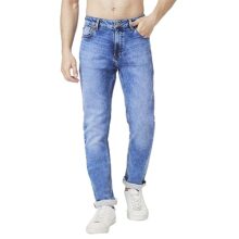 Spykar Men Light Blue Cotton Stretch Comfort Fit Straigth Length Clean Look Mid Rise Jeans (Ricardo)
