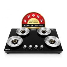 Beyond Appliances Quantum 4 Burner | Gas Saver Stove | 5 Star Energy Rated | 5 Year Warranty | 77% Energy Efficient| Full Brass burners | LPG & PNG | ISI & LERC Certified