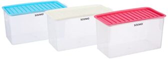 Amazon Brand – Solimo Plastic Solimo Airtight Storage Containers With Handle | Fridge Storage Container | Set Of 3 | 5000Ml Each, Multicolor
