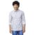 Spykar Men Silver Grey Slub Regular Slim Fit Full Sleeve Causal Printed Shirt