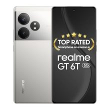 Realme Gt 6T 5G (Fluid Silver,8Gb Ram+256Gb Storage) | India’S 1St 7+ Gen 3 Flagship Chipset | 1.5M + Antutu Score | 5500Mah+120W | The World’S Brightest Flagship Display