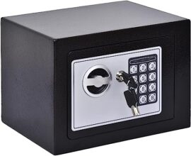 Heavy-Duty Electronic Digital Safe Box With Keypad Lock & Biometric Lock And Emergency Key – Steel Security Locker For Home, Office & Jewelry Storage Deposit Box