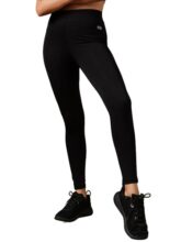 Clovia Women High-Waist Polyester Gym Tights – Workout, Black, XXL | Moisture absorbent, stretchable fit, side pocket, hand wash only, yoga and running, everyday casual wear