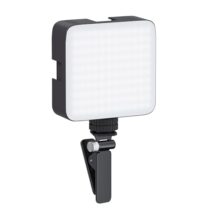 Amazon Basics Camera Video Light with Clip and 3 Cold Shoe Connector | 120 Led Beads | Dimmable & Rechargeable Battery | Useful for Photography, Live Streaming, Makeup, Video Meeting (Black)