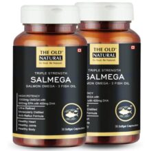The Old Natural Salmega Triple Strength Salmon Omega-3 Fish Oil 1800Mg, 60 Softgels I High Potency 600Mg Epa & 400Mg Dha With Vitamin E I Ultra Refined, Anti Reflux Formula, Burp Free (Pack Of 2 – 30 Softgels Each)
