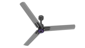 Polycab Wizzy Neo LED 1200mm BLDC Ceiling Fan with remote |BEE 5 Star Rated, Higher Air Delivery|LED Indicator,Sleep and Breeze Mode |3 Years Warranty【Classic Grey Chrome】
