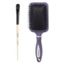 Midazzle Premium Wooden Eye Shadow Brush (MB1105) With Premium Purple & Silver Green Paddle Hair Brush (MIHB0022) – Set of 2