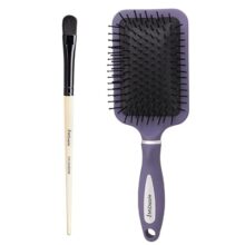 Midazzle Premium Wooden Eye Shadow Brush (MB1105) With Premium Purple & Silver Green Paddle Hair Brush (MIHB0022) – Set of 2