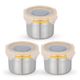 STEELLOCK Stainless Steel Airtight Container with Lid | Leakproof, BPA-Free | Multipurpose Food Storage Containers/Tiffin/Dabba for Office, School & Kitchen | SL-1202-set of 3, 350ml each, Yellow