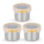 STEELLOCK Stainless Steel Airtight Container with Lid | Leakproof, BPA-Free | Multipurpose Food Storage Containers/Tiffin/Dabba for Office, School & Kitchen | SL-1202-set of 3, 350ml each, Yellow