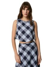 Marks & Spencer Linen Rich Checked Crop Top