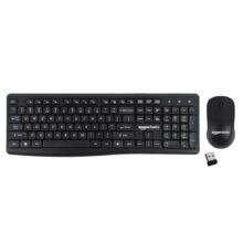 Amazon Basics Wireless Keyboard and Mouse Combo | 2.4GHz Wireless | Full-Size 104-Key Keyboard with ₹ Key | Low-Noise Typing | Compact Ergonomic Mouse | USB Receiver | Windows XP 7 8 10 11
