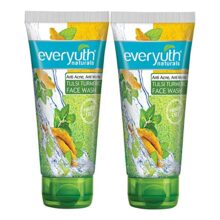 Everyuth Naturals Anti Acne Anti Marks Tulsi Turmeric Face Wash | Tulsi & Turmeric | Reduces Pimples, Acne Marks & Blemishes | 100% Soap-Free | Paraben-Free | 150g Tube (Pack of 2)