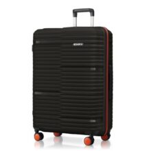 HRX Zanzibar Large Size Haileys Black Polypropylene Hard Shell Suitcase – Premium Travel Trolley Bag with 8 Spinner Wheels, Number Lock & Water Resistant Body