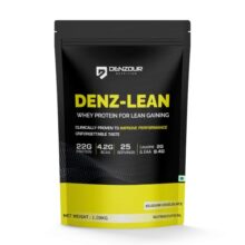DENZOUR NUTRITION Denz-Lean Whey Protein – Belgium Chocolate, 1Kg (25 Servings) | For Lean Muscle Gains | 22g Protein, 4.2g BCAA | 9.4g EAA & 2g Leucine Faster Muscle Recovery & Improved Strength