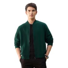 Nobero Men Solid Fleece Bomber Jacket(1M-Twjk-R0011-Vb7_Verdigris Blue_3Xl)