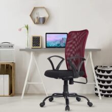 Green Soul Seoul Office Chair, Mid Back Mesh Ergonomic Home Office Desk Chair with Comfortable & Spacious Seat, Rocking-tilt Mechanism & Heavy Duty Metal Base (Confident Maroon)