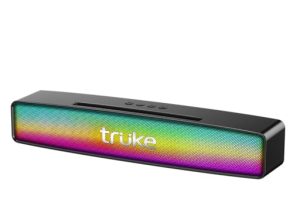 Truke Thunder Bar 16W Bluetooth Speaker With Rgb Leds – Dual 52Mm Speakers, 6Hours Long Battery Life, Mobile/Tablet Holder, Aux, Usb, Fm Mode, Portable Speaker For Home/Outdoor/Travel [Black]