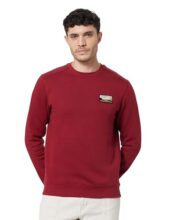 Wildcraft Men Sierra Solid Cotton Blend Round Casual Sweatshirt, Full Sleeve – Regular Fit, Deep Water, Medium