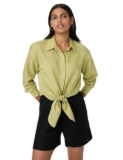 Marks & Spencer Lyocell Rich Tie Front Shirt with Linen Onyx