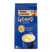 Tata Classic Instant Coffee, 200g Pouch, Chicory Mix With Strong Taste & Rich Aroma, With Flavour Locked Decoction Crystals