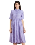 Amazon Brand – Symbol Women’s Rayon Fit and Flare One Piece Midi Length Dress (DR-05-WES-CONT_Violet_2XL)