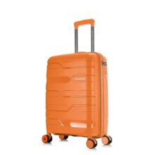 Nasher Miles Paris Hard-Sided Polypropylene Cabin Luggage 20 inch | 55cm | 8 Wheels Double Spinner Small Trolley Bag for Travel | Suitcase (Orange)