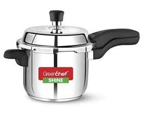 Greenchef Shine Outer Lid Stainless Steel Pressure Cooker 3 Litre Induction Compatible – Isi Certified