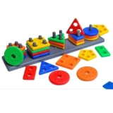 TinyPlay Geometric Shape Stacker Rectangle | Colorful Sorting and Shape Stacker Toys for Kids 3+ | Educational Montessori Toy for Toddlers | Color & Shape Learning Block Game