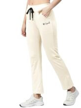 Women’s Premium Cotton Solid Track Pant with Elastic Waistband, Adjustable Drawstring and Side Pockets White