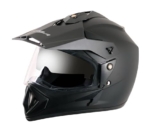 Vega Off Road Isi Certified Matt Finish Full Face Dual Visor With Peak Helmet For Men And Women Outer Clear Visor And Inner Smoke Sun Visor(Dull Black, Size:L)