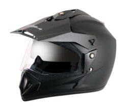 Vega Off Road Isi Certified Matt Finish Full Face Dual Visor With Peak Helmet For Men And Women Outer Clear Visor And Inner Smoke Sun Visor(Dull Black, Size:L)