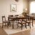 EXCEL HOME 7-Piece Dining Room Set, Solid Wood Table and 6 Chairs with Grey Cushions, Dark Brown
