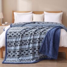Story@Home Reversible Sherpa Blankets for Winter Double 500 GSM – Navy Blue